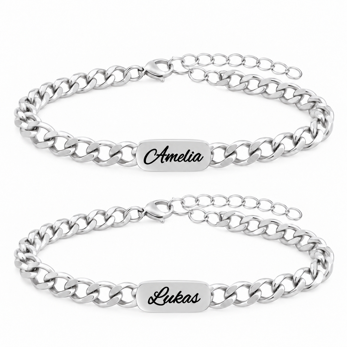 Cuban Couple bracelet with engraving