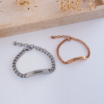 ID Couple bracelet with custom engraving