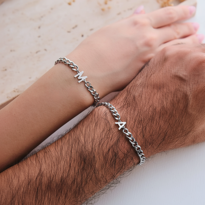 Silver Couple bracelet with engraving