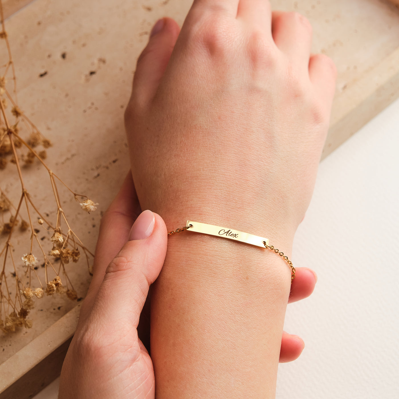 Bar Partnerarmband mit Gravur