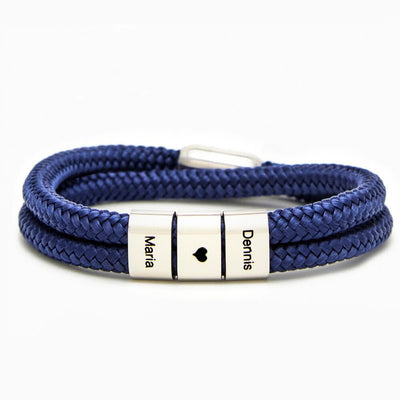 Blau Segeltau Armband mit Ringgravur - OTANTO