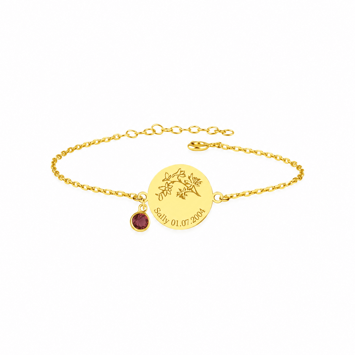 Geburtsblumen Armband mit Monatsstein - OTANTO