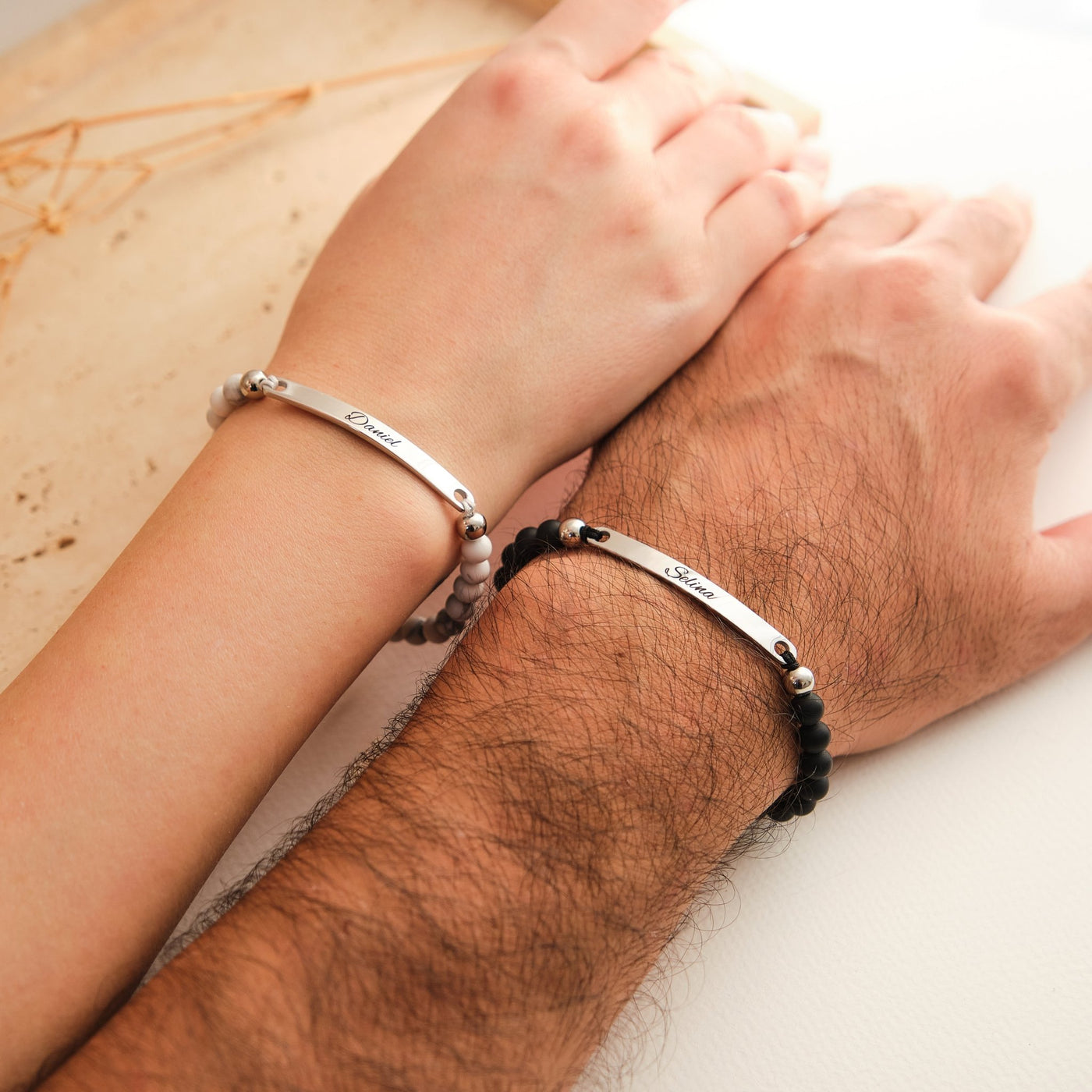 Partnerarmband mit schwarzen Perlen - OTANTO