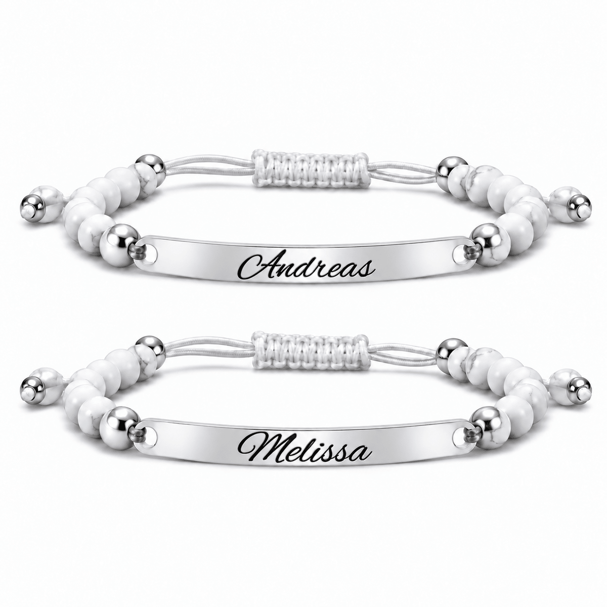 Partnerarmband mit weißen Perlen - OTANTO