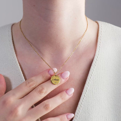 Initial and Date Plate Necklace