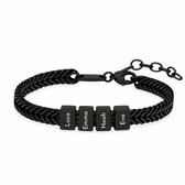 Retro Armband mit gravierten schwarzen Beads - OTANTO
