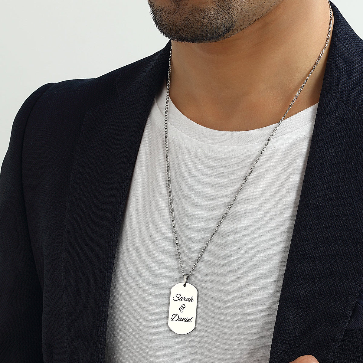 2 x Cuban Chain Dog Tag ID Partnerketten - OTANTO