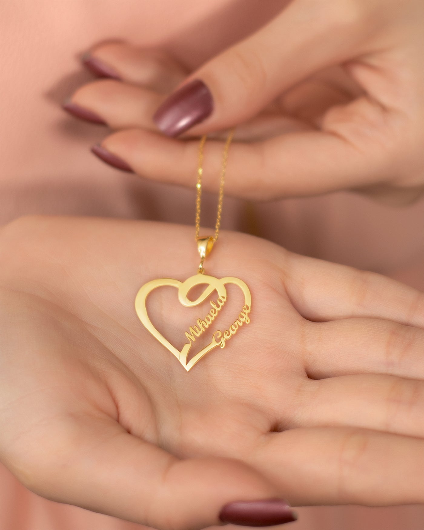 Intertwined Hearts - Name Necklace with Two Names
